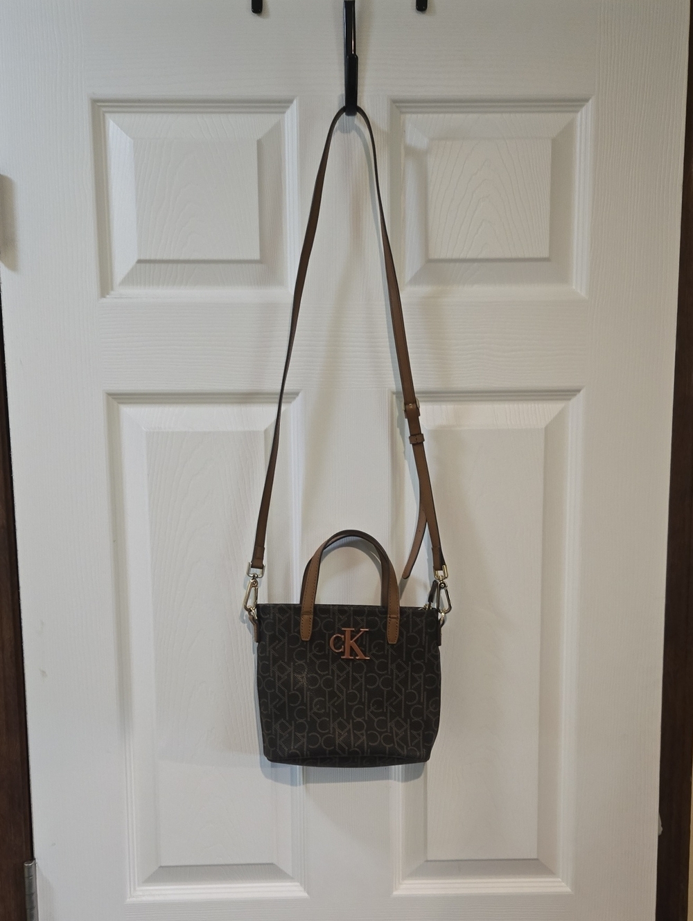 Calvin Klein Dark Brown Monogram Crossbody Bag